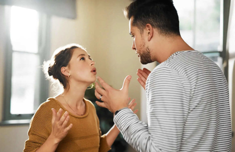 Divorced couple discussing inheritances in divorce proceedings