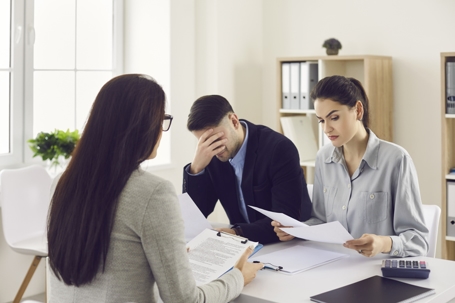 couple in lawyer's office